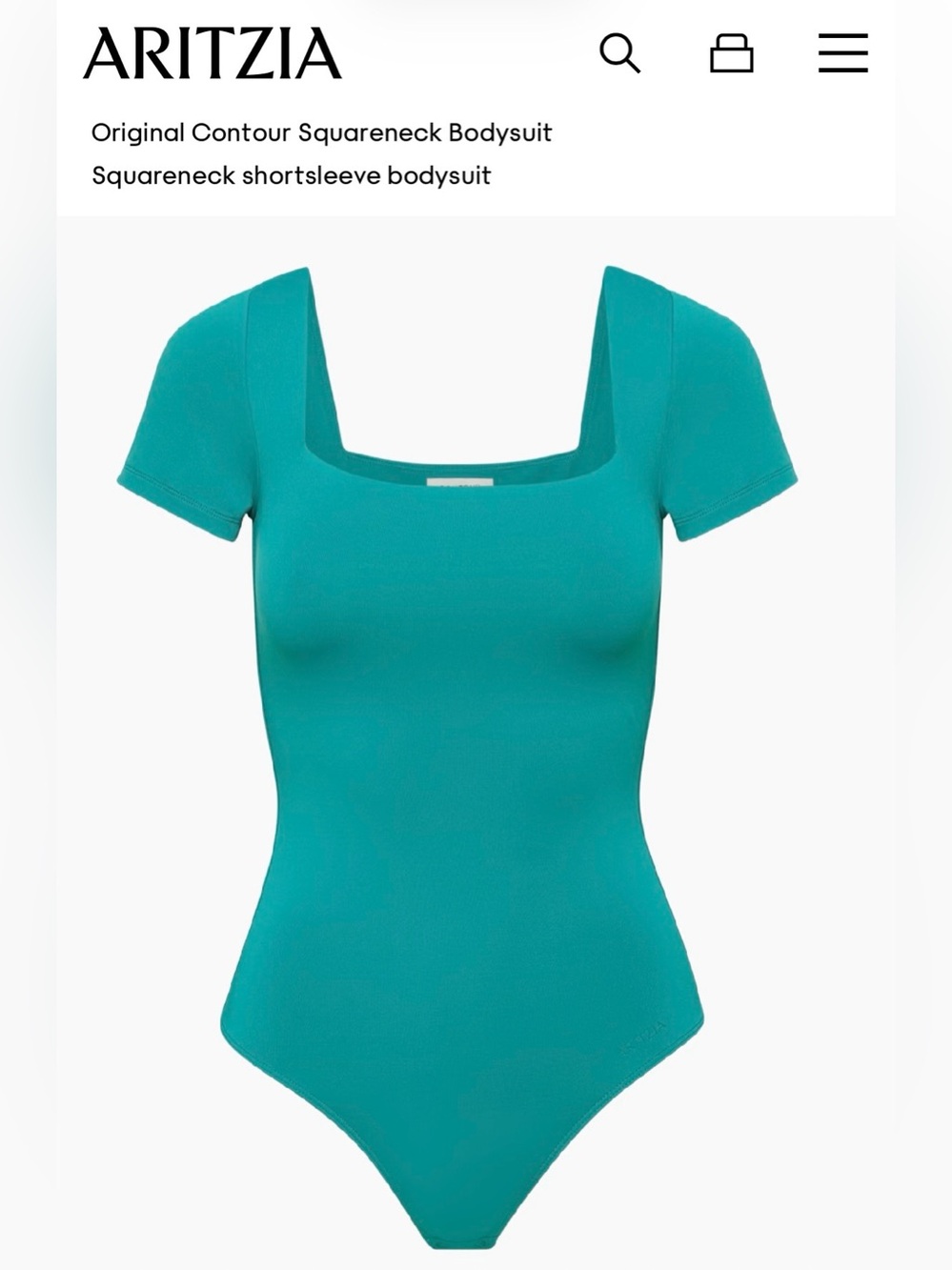 Aritzia Original Contour Squareneck Bodysuit Size L Colour Oxidized Teal